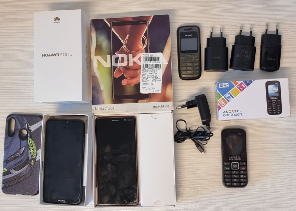 Lot telefoane Nokia 7 plus Huawei p20 lite, Alcatel nou