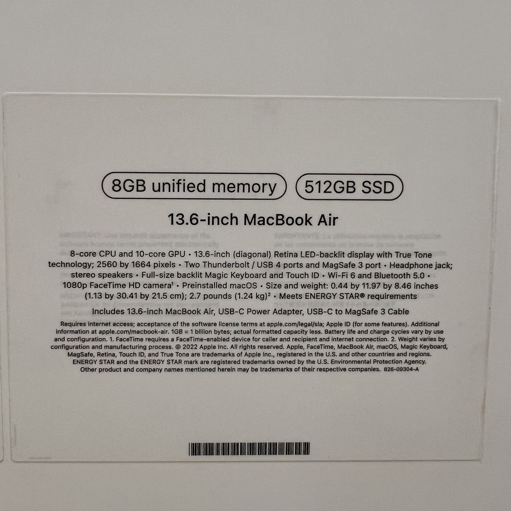 Macbook Air 13.6" M2 8/512 Midnight