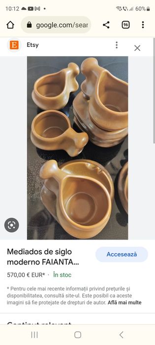 Set cesti de cafea vintage cu scrumiera Faianta Sighisoara 1957