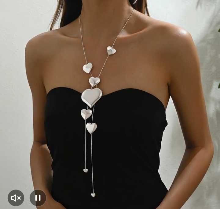 Дамско колие сребристо ново