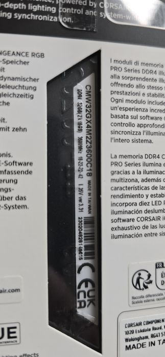 Vandut Ram kit 32gb 3600Mhz Corsair Vengeance Pro RGB DDR4 2 x 16GB No