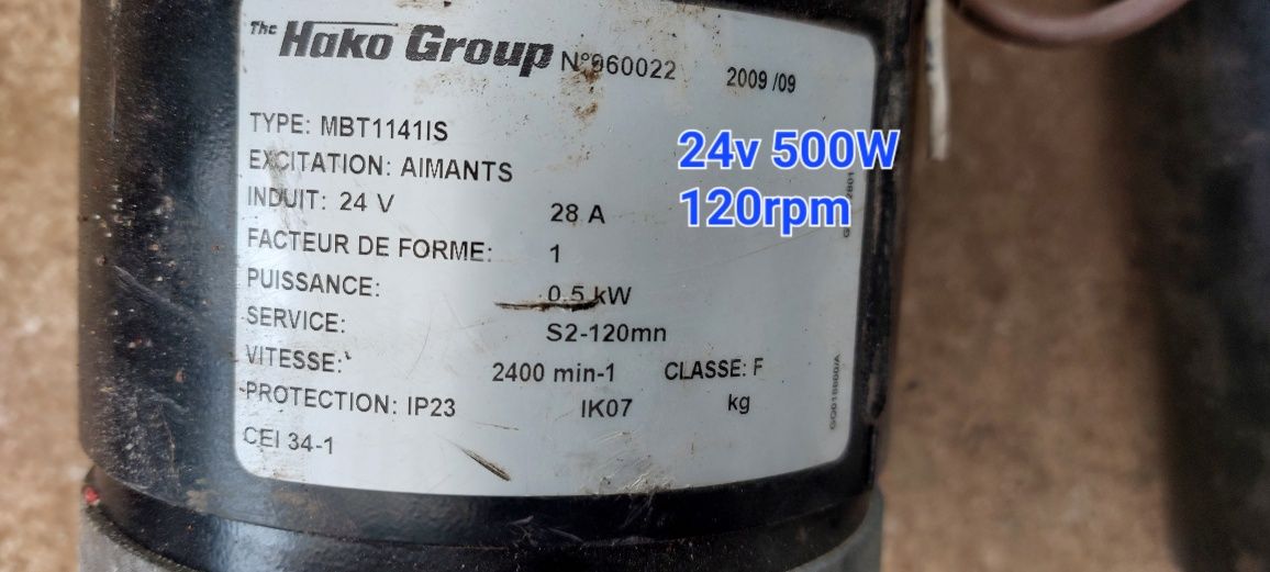 Motor cu reductor 24v 700w kart 180rpm 250rpm  generator