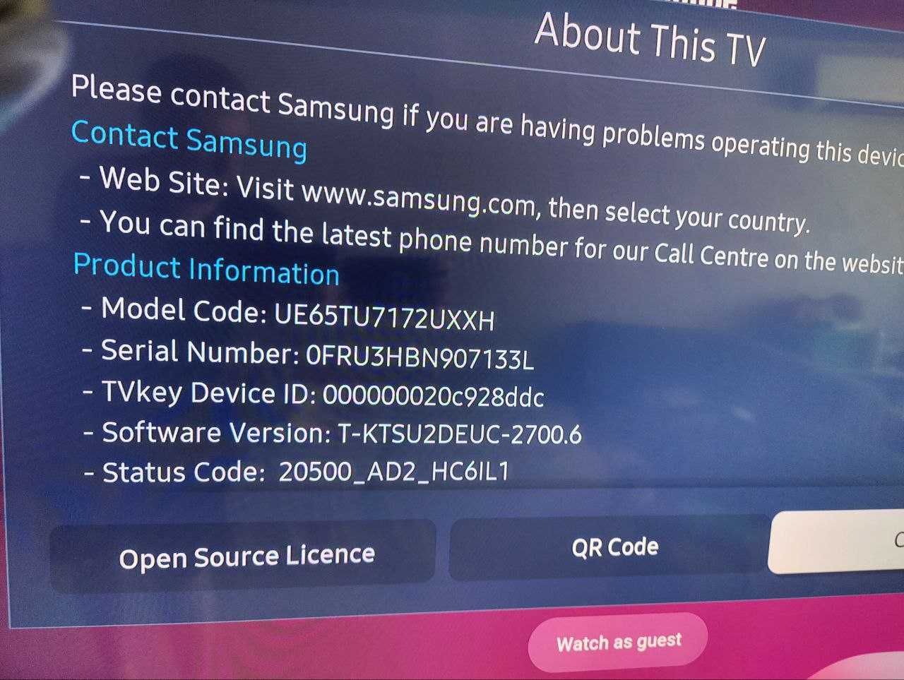 Samsung UE65TU7172UXXH – 65" (165 см), 4K UHD, с леки забележки