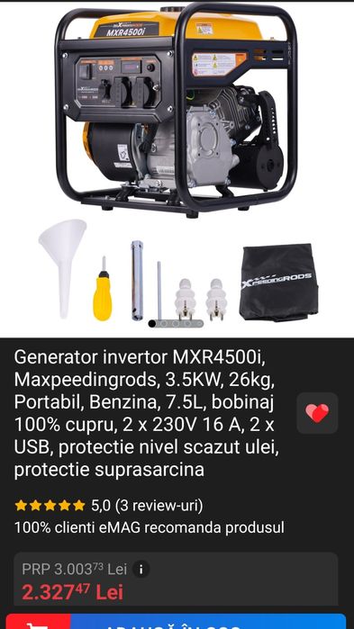 Generator invertor 3.5kw Maxpeedingrods MXR 4500i