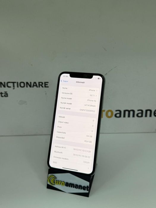 iPhone XS Silver, 64 GB, Grad B, Baterie 100% -P-