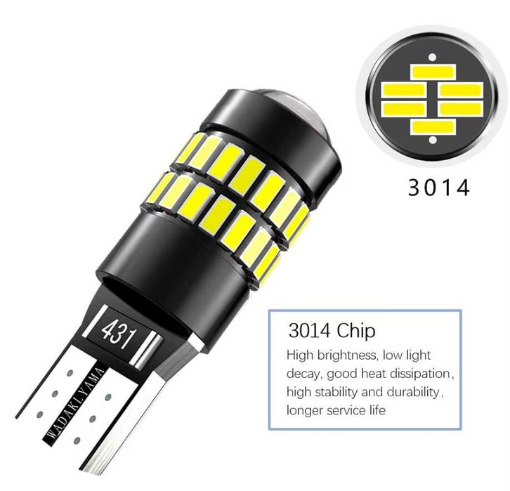 2БР. Комплект T10 LED крушки за габарити , интериор , врати , багажник