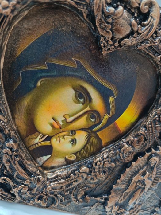 Tablou-icoană, pe baza de lemn cu suport