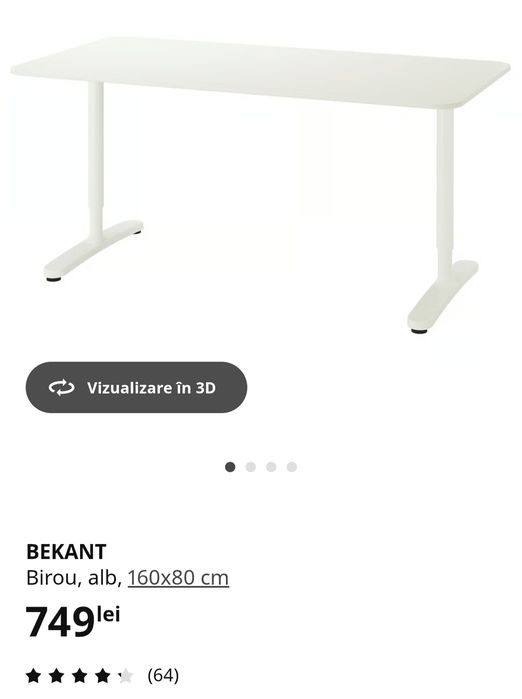 Birou IKEA Bekant alb utilizat 120x80 cm