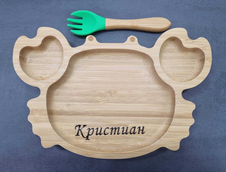 Персонализиран бамбуков сет за хранене