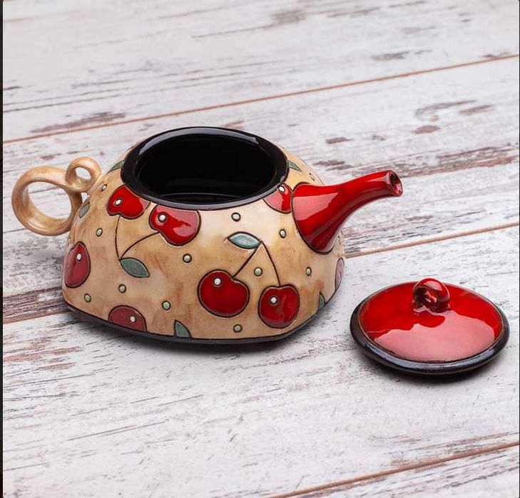 Чайник "Череши", керамичен