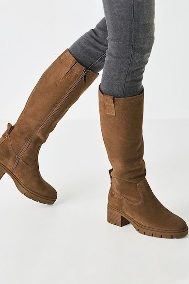 Tamaris велурени ботуши с масивен ток