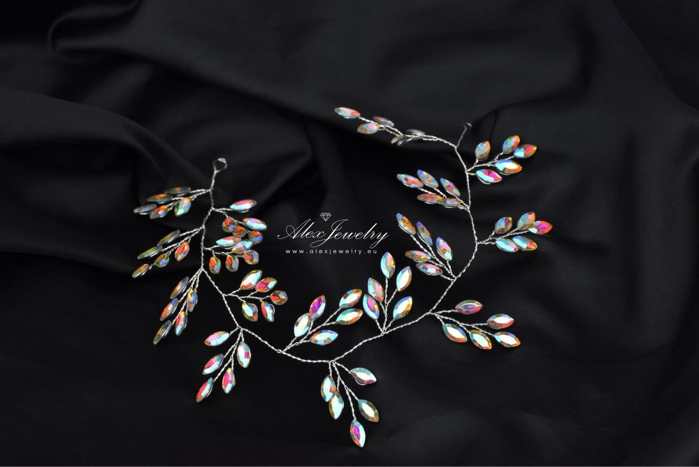 Сватбени бижута - бижута за коса, обеци с кристали