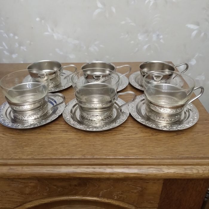 Чайные стаканчики. Подстаканники  мельхиорСоветский