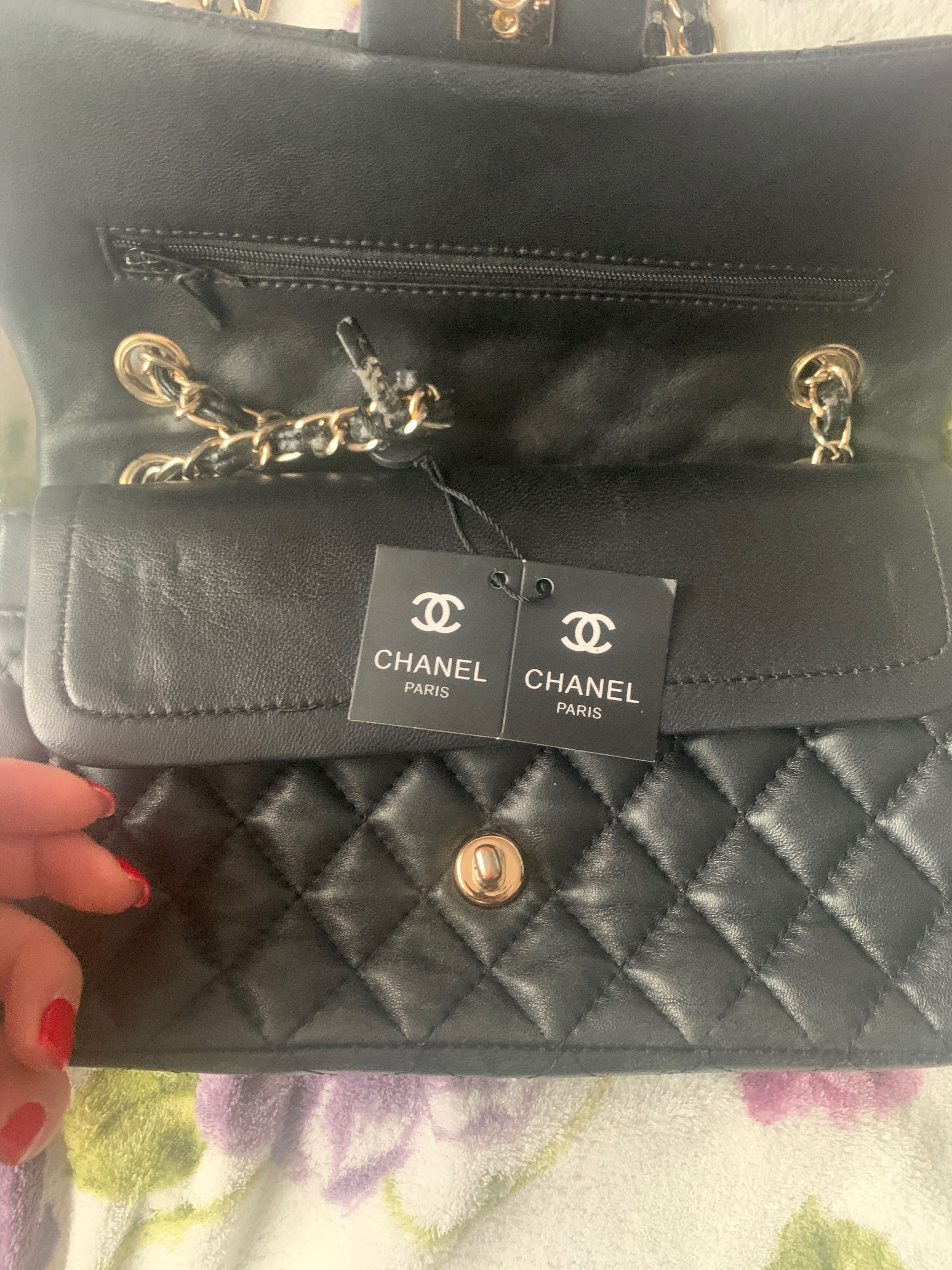 Чанта синя велурена Chanel