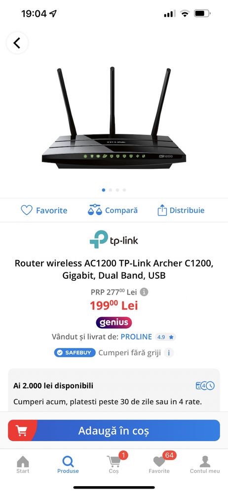Router wireless tp-link Archer C1200 AC1200