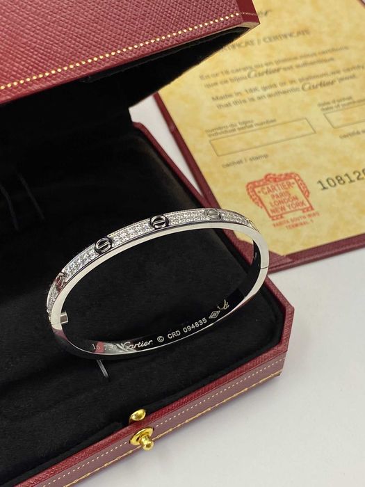 Brățară cartier Love slim white gold diamond