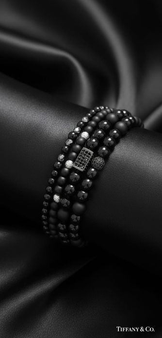 Set brățări unisex onix, zirconiu, argint si hematit