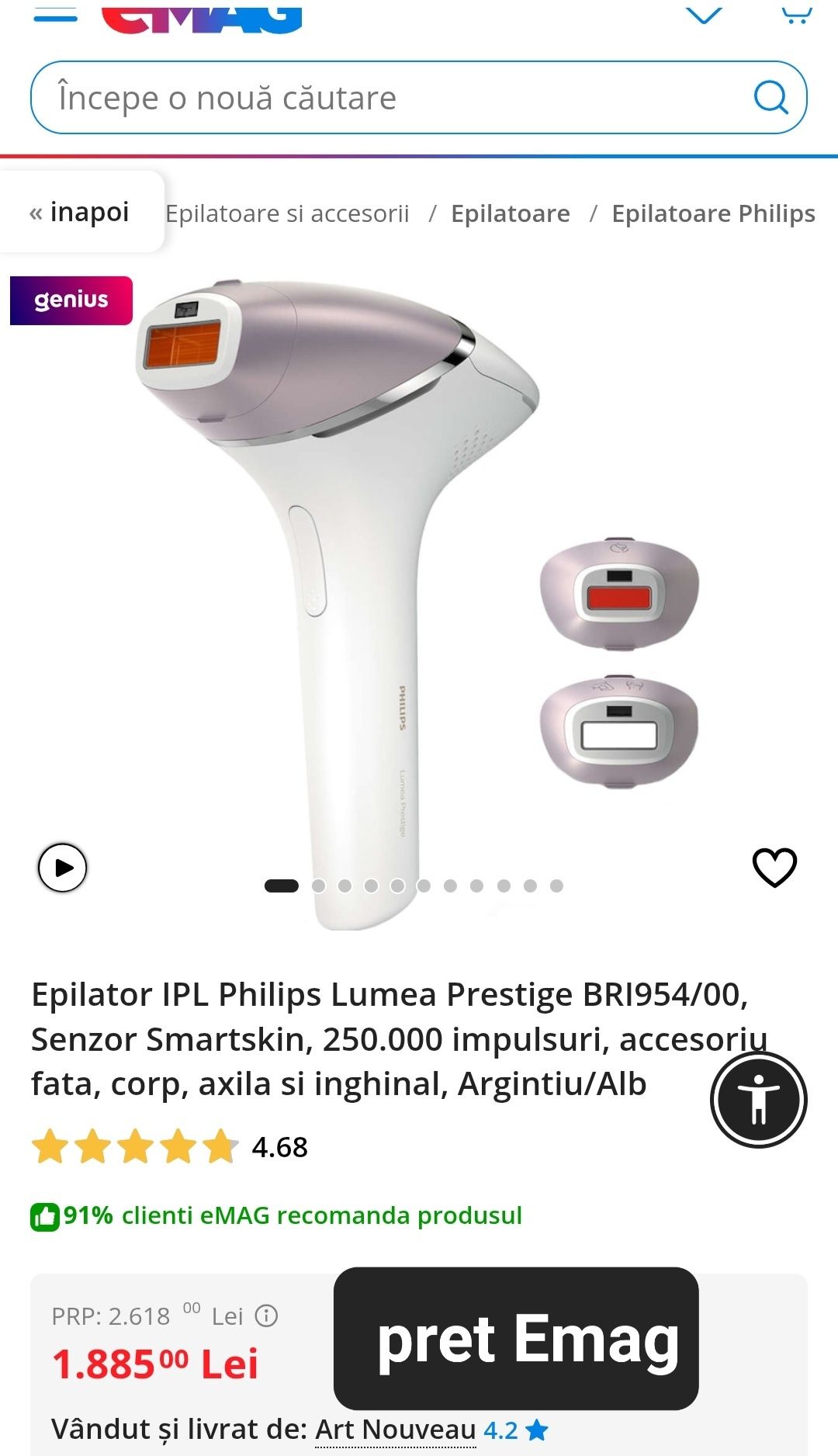 Epilator PhilipsLumeaPrestige BRI954