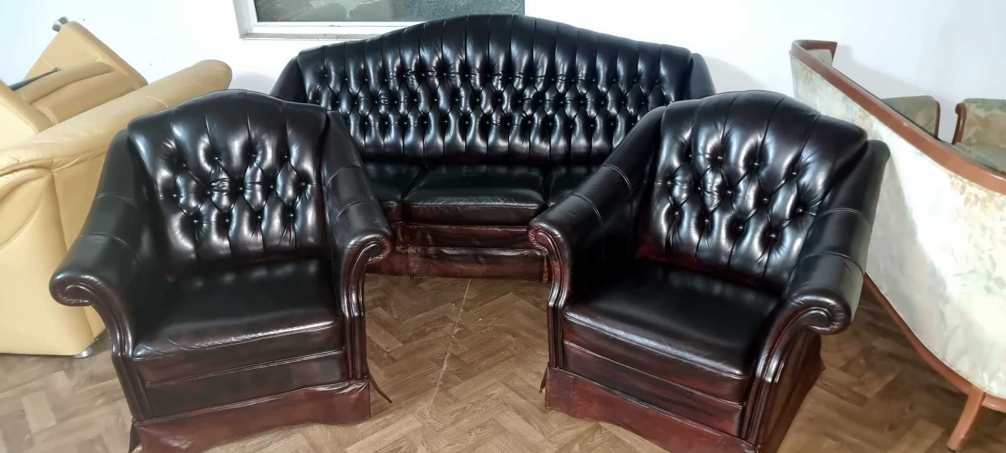 Set 3+1+1 canapele piele Chesterfield UK