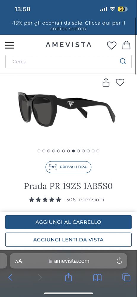 Черни очила Prada