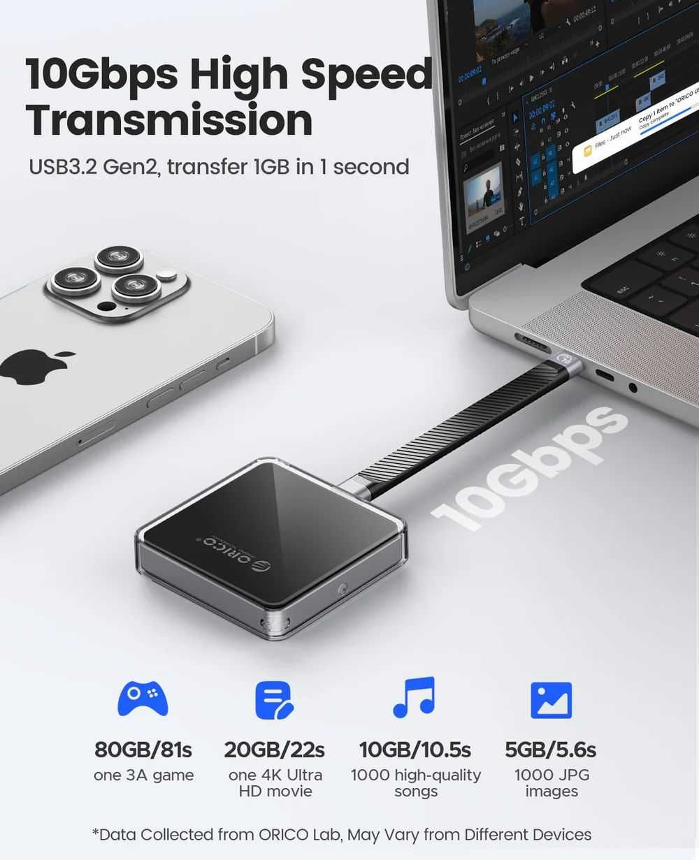 Новинка! Orico кейс для SSD для iPhone + Samsung SSD M.2 Nvme 1TB