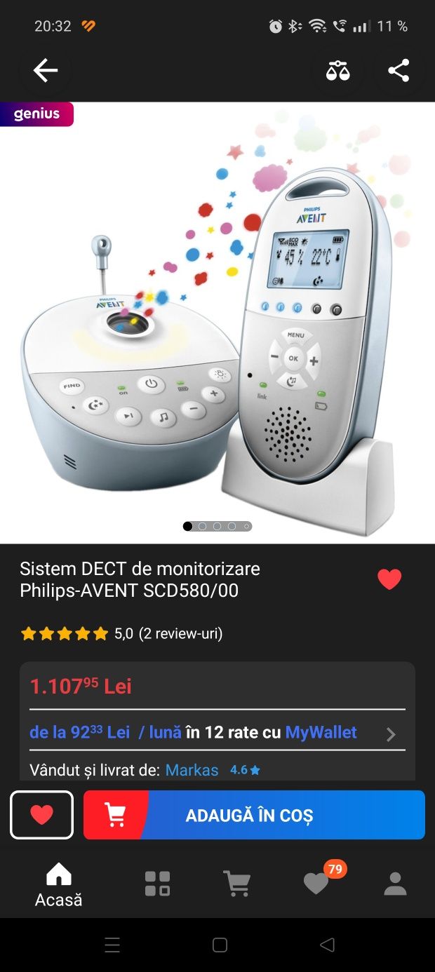 Sistem DECT de monitorizare Philips-AVENT SCD580/00