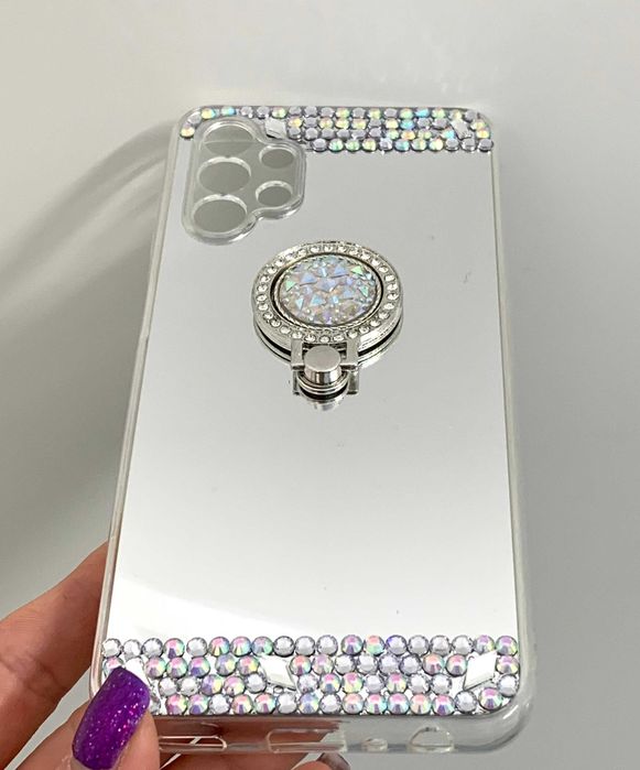 Husa tip oglinda cu pietricele si inel pt Samsung Galaxy A04s / A23 5G