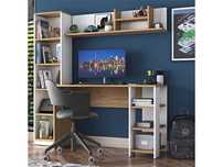 Бюро Puzzle-home 3428, Бял-натурален, ПДЧ, Бърза доставка