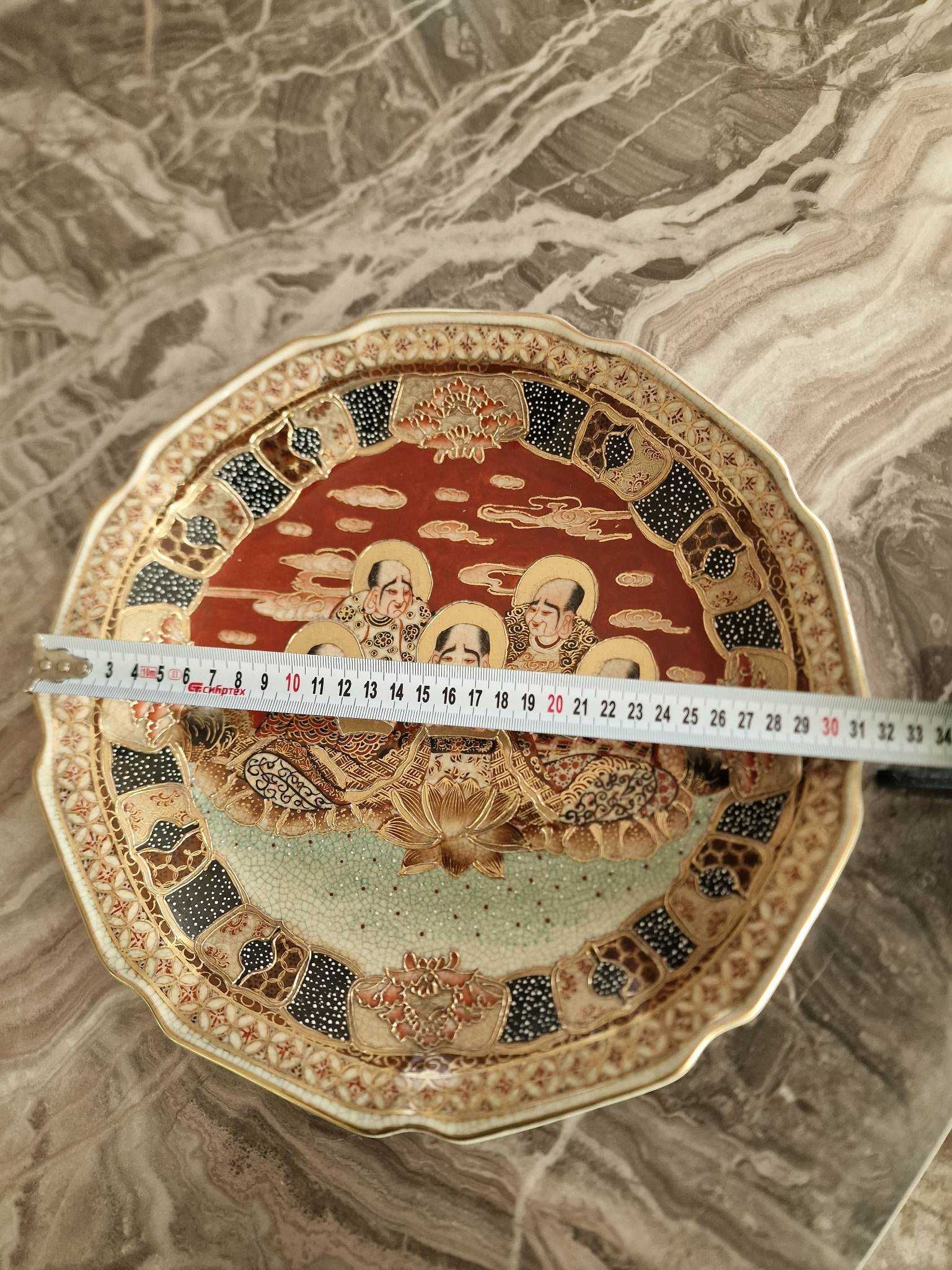 Декоративна чиния Сацума/Satsuma Meiji японски порцелан над 100 години