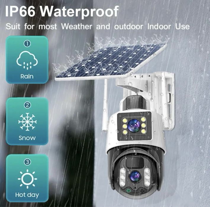 Camera WIFi de supraveghere rotativa V380 solar night vision IP66 PTZ