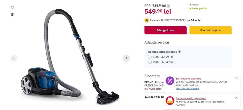 Aspirator fara sac PHILIPS PowerPro Compact FC9331/09 900W 76dB Cyclon