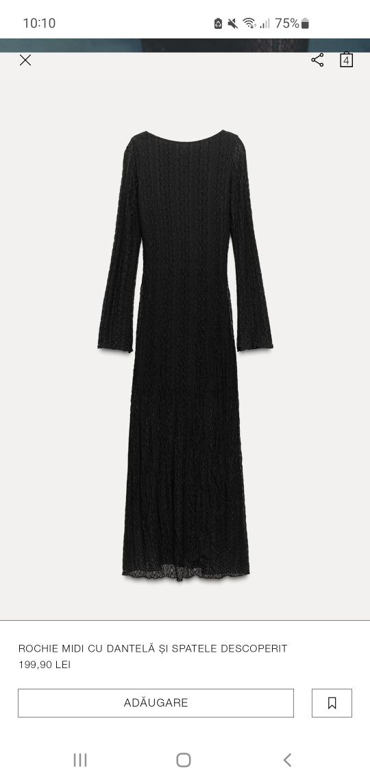 Rochie midi cu dantele Zara.