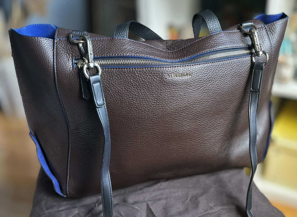кафява чанта естествена кожа TRUSSARDI
