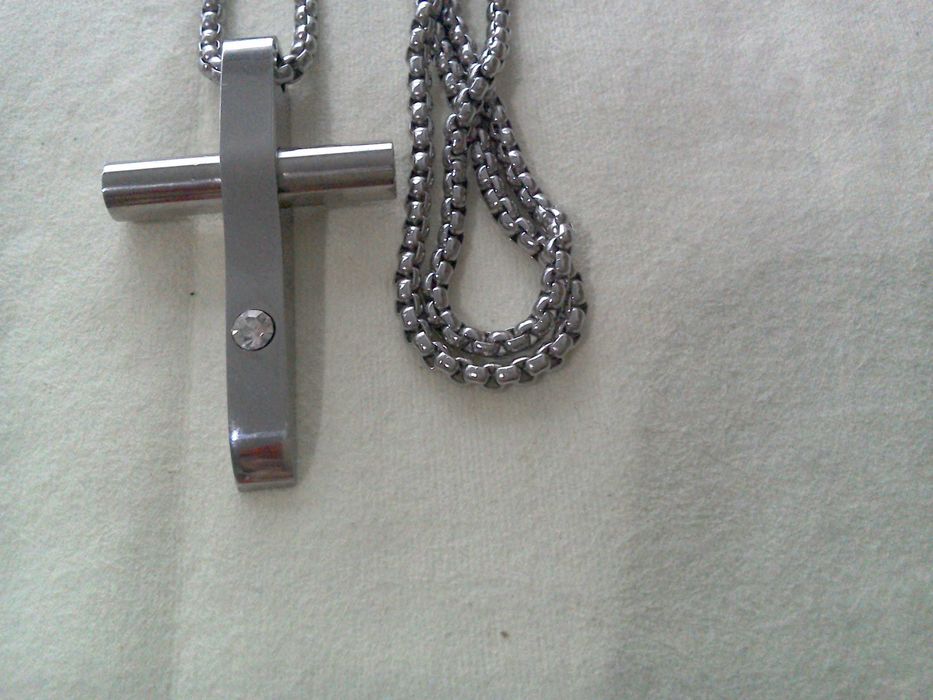 Cruce cu lanț - inox satinat placat rodiu