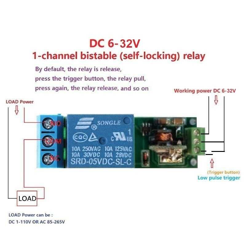 Modul releu bistabil 5v latch on-off 9V, 12V, 18V, 24V, 15V, 28V, 32V