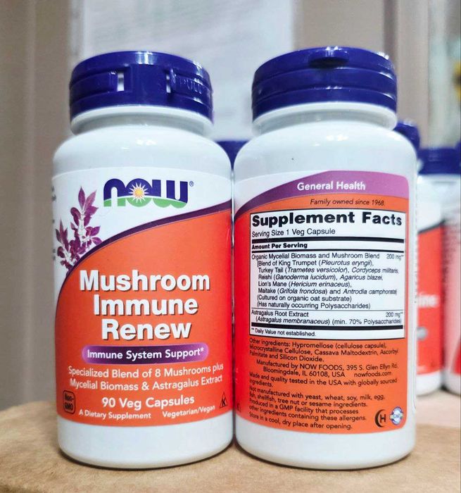 ДОСТАВКИ НЕТ Mushroom Immune Renew NOW 90шт. 120 000 годен до 10/2026