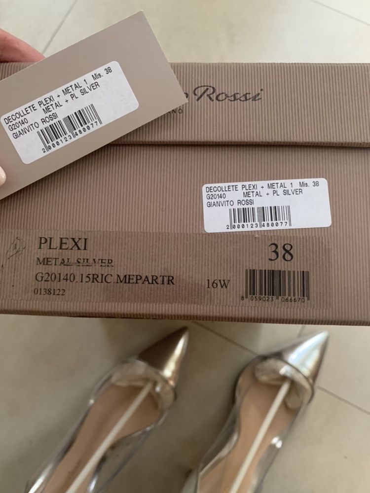 Gianvito Rossi plexi обувки сребърни 38 размер