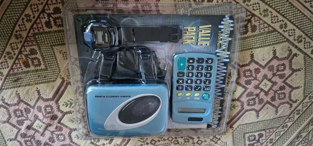Set vintage walkman casti  ceas calculator