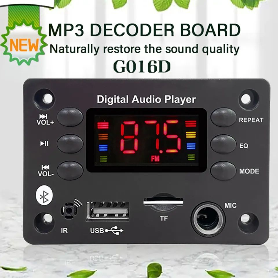 Mp3 player модул за вграждане с BT 5.0, DC 5V-12V, жак за микр.Tf, Fm