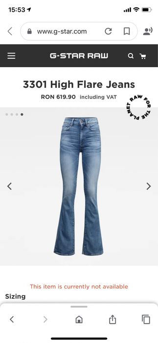 Blugi Gstar evazati cu talie inalta