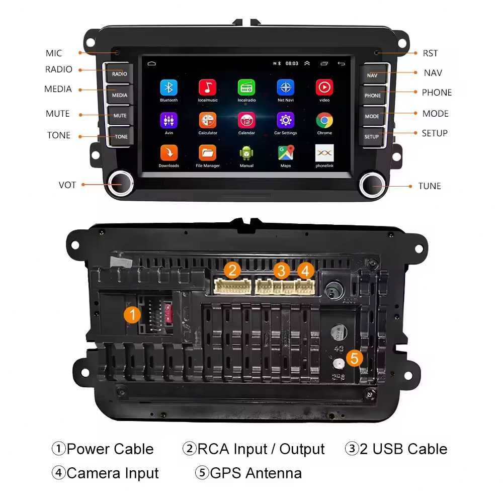 7 Инч Android Мултимедия с CarPlay за VW Golf 5 6 Polo Passat Touran