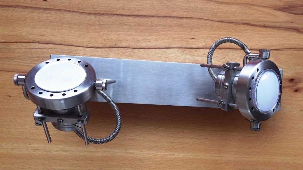 Двоен иноксов аплик (за стена или таван) с индустриален дизайн