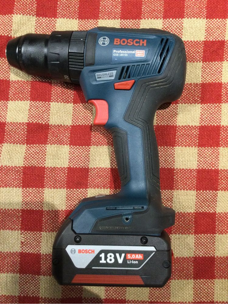 BOSCH GSB 18V-55/винтоверт безчетков,двускоростен с удар+батерия 5ah/