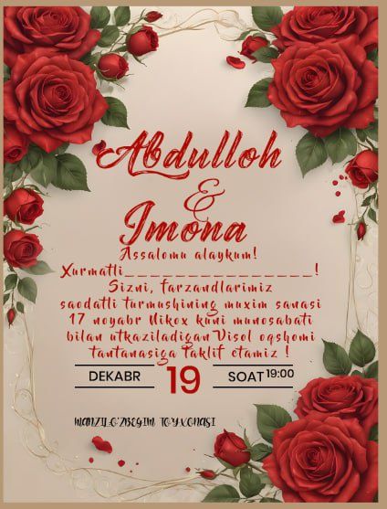 Chegirma bilan ELektroniy taklifnomalar