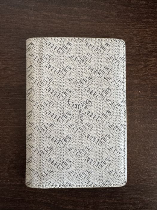 Goyard White Goyardine Canvas Passport Holder