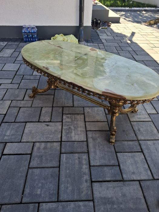 Vand masuta bronz cu blat din onix