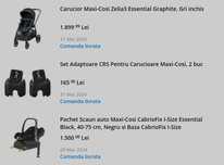 maxi cosi scoică, baza, carucior