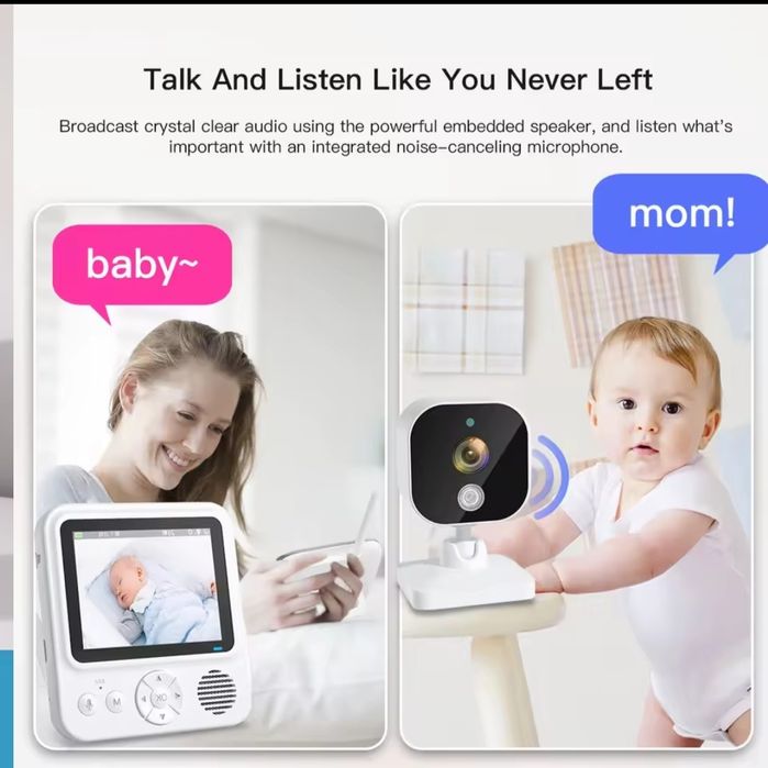 Nou Baby Monitor portabil bebelusi 2.4ghz,300m,8 melodii,termometru