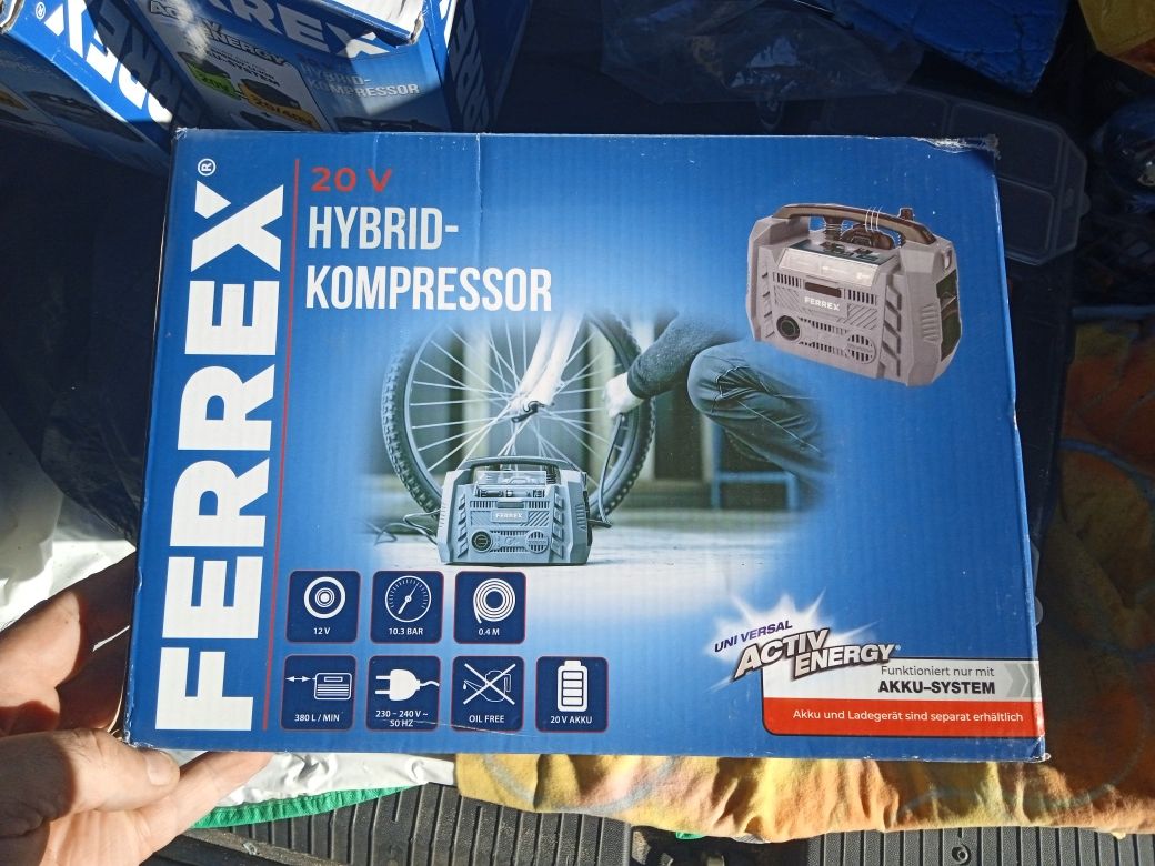 Промо-Хибриден компресор за въздух Ferrex 220/24/12v.