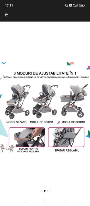 Cărucior bebe 2 in 1